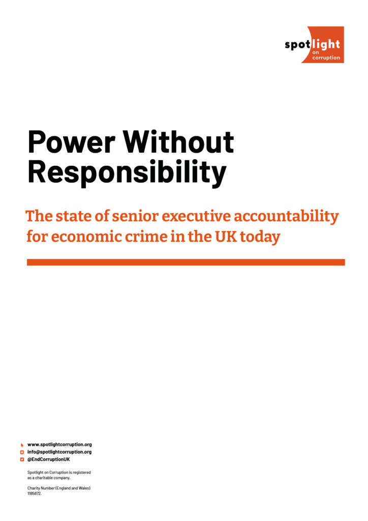 Cover of Spotlight's senior executives report: Power Without Responsibility
